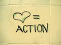 Love equals action sign Royalty Free Stock Photo