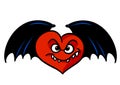 Love evil Red heart black wings character cartoon