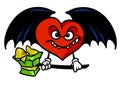 Love evil surprise gift Red heart black wings character cartoon