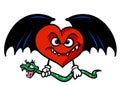 Love evil surprise snake Red heart black wings character cartoon