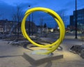 \'Love Exists\' by sculptor John Clement in the sculpture garden of Gene Leahy Mall in Omaha Nebraska.