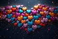 Love explosion Colorful hearts create a vibrant Valentines Day background