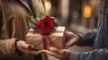 Love Expressed: Gifting a Present with a Red Rose