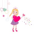 Love fairy holding heart vector background