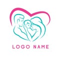 LOVE FAMILLY BLUE PINK BLUE Modern logo design