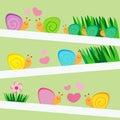 Love and family small snails vector illustration