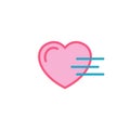 Love with fast move Icon. Simple Heart Illustration Line Style Logo Template Design.