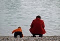 Love / Father And Son At The Lake Shore Royalty Free Stock Photo