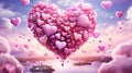 Love-filled Valentines Day Delight. Exquisite Pink Heart Crafted with Air Hearts