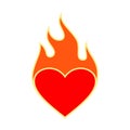 Love on fire flame icon logo