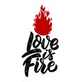 Love is fire. Lettering phrase. Design element for poster, card, banner, sign, t shirt Royalty Free Stock Photo