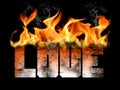 Love on Fire Text Flames