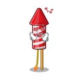 In love fireworks rocket mascot in cartoon shape