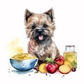 Love at First Sight: Captivating Cairn Terrier Puppy in Watercolor AI Generated