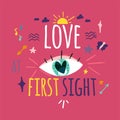 Love at first sight greeting card color design Royalty Free Stock Photo