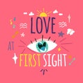 Love at first sight greeting card layout Royalty Free Stock Photo