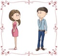 Love at First Sight Vector Cartoon Couple Royalty Free Stock Photo