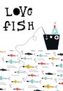 Love fish - fishing from the boat in the sea. Royalty Free Stock Photo