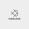 Love fish logo design vector icon element isolated