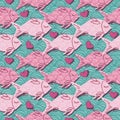 Love fish seamless pattern Royalty Free Stock Photo