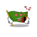 In love flag zambia cartoon hoisted in pole