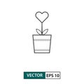 Love flower icon. Outline style. Isolated on white background. Vector illustration EPS 10 Royalty Free Stock Photo