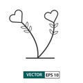 Love flower icon. Outline style. Isolated on white background. Vector illustration EPS 10 Royalty Free Stock Photo