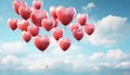 Love flying in the sky, heart shaped balloon brings romance generated by AI