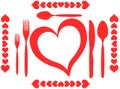 Love for food illustration in red isolated Royalty Free Stock Photo