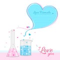 Love formula background banner with test tubes