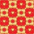 Love four frame red gold seamless pattern