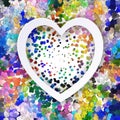 love frame on spring background with colorful floral, hearts different size Royalty Free Stock Photo