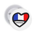 Love France Concept. White Pin Badges with Heart, France Flag and Sign. 3d Rendering Royalty Free Stock Photo