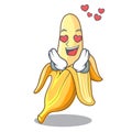 In love fresh banana fruit mascot cartoon style