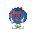 In love fresh blueberry character design with mascot