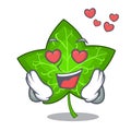 In love fresh green ivy leaf mascot cartoon