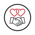 love and friendship handshake icon