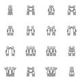 Love and friendship line icons set