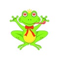 Love the frog with a bow on white background isolated