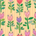 Love frog plant shape seamless pattern Royalty Free Stock Photo