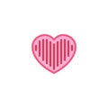 Love with full lines or stripes inside Icon. Simple Heart Illustration Line Style Logo Template Design. Royalty Free Stock Photo