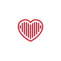 Love with full lines or stripes inside Icon. Simple Heart Illustration Line Style Logo Template Design Royalty Free Stock Photo