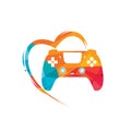 Love games vector logo design template. Vector illustration of a combination of a heart with a game joystick.