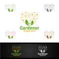 Love Gardener Logo with Green Garden Environment or Botanical Agriculture