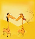 Love and Giraffes. Africa. Cartoon