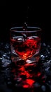 Love glass transparent containing red liquid