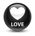 Love glassy black round button