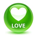 Love glassy green round button