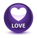 Love glassy purple round button