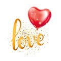 Love gold letter heart balloon Royalty Free Stock Photo